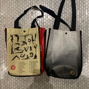 Lululemon Reusable Bags Set of 2 - Black & White / Yoga Poses